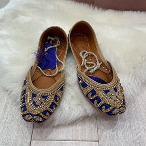 Red Sole Flats in Royal Blue